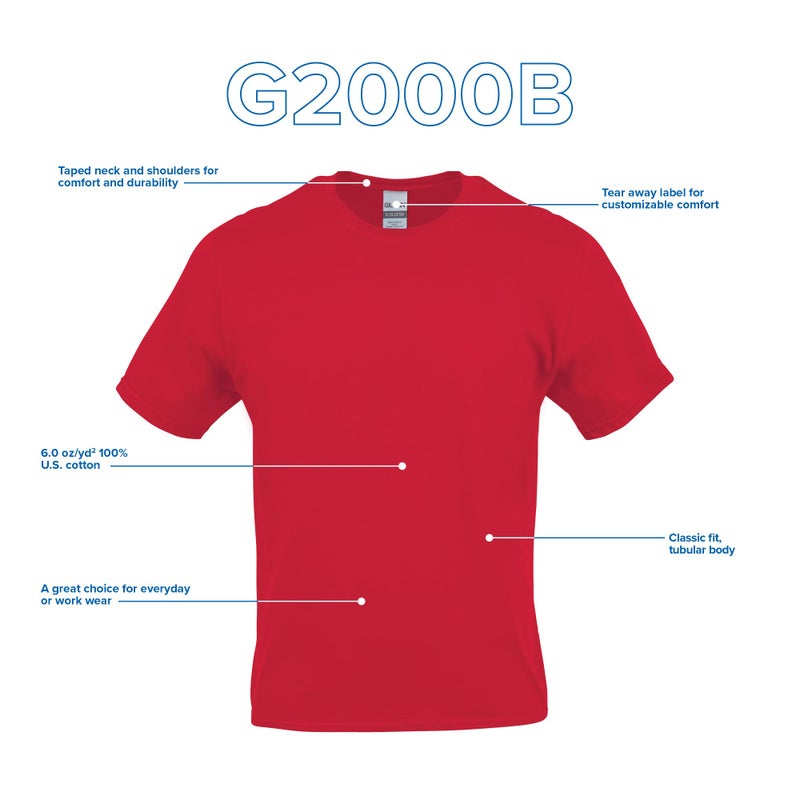 Gildan Youth Ultra Cotton T-Shirt, Style G2000B, 2-Pack, Navy, X-Large - Image 5